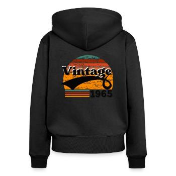 Jahrgang 1965 - Frauen Premium Bio Zip Hoodie - Schwarz - Hinten - Julia (174cm)