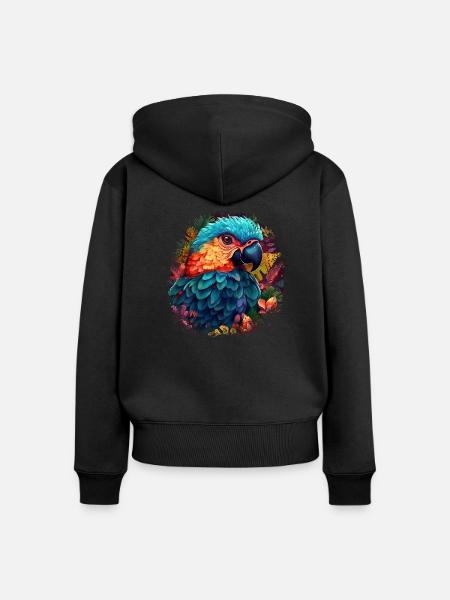 Bunter Papagei - Frauen Premium Bio Zip Hoodie - Schwarz