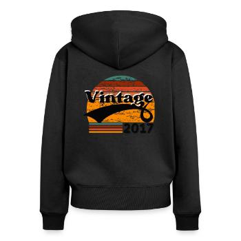 Jahrgang 2017 - Frauen Premium Bio Zip Hoodie - Schwarz - Hinten - Julia (174cm)