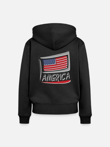 America Fahne Flagge - Frauen Premium Bio Zip Hoodie - Schwarz