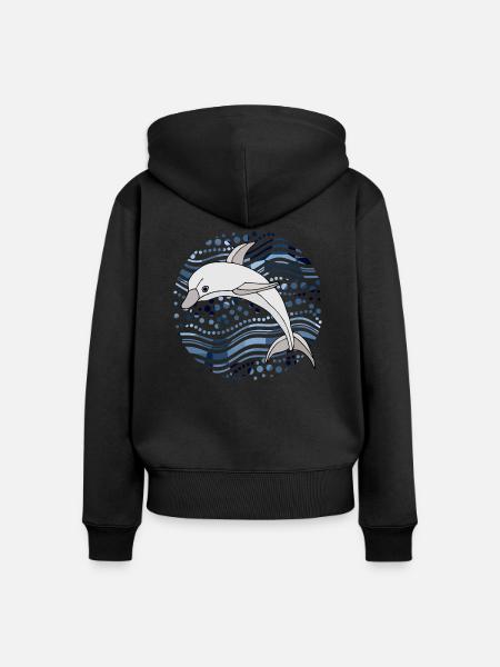 Delfin - Frauen Premium Bio Zip Hoodie - Schwarz