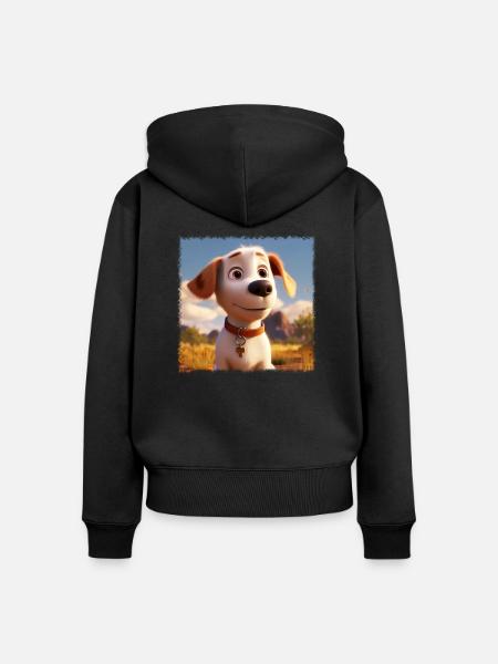 liebevoller Hund - Frauen Premium Bio Zip Hoodie - Schwarz