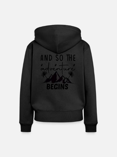 And so the Adventure begins - Frauen Premium Bio Zip Hoodie - Schwarz