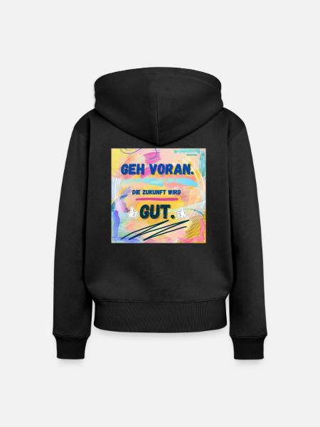 Die Zukunft wird gut - Frauen Premium Bio Zip Hoodie - Schwarz