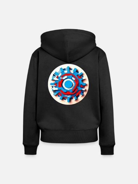 Abstract Psychedelic Gear Wheel - Frauen Premium Bio Zip Hoodie - Schwarz