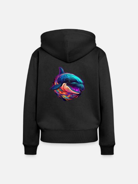Orca Kunst - Frauen Premium Bio Zip Hoodie - Schwarz
