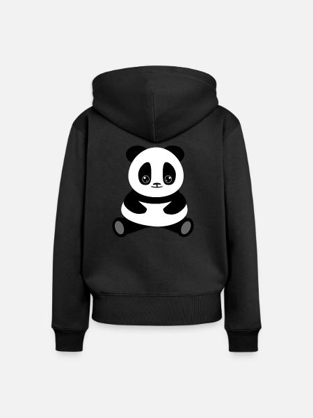 Niedlicher Panda - Frauen Premium Bio Zip Hoodie - Schwarz