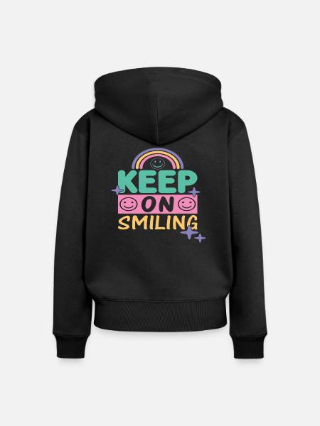 Keep On Smiling - Frauen Premium Bio Zip Hoodie - Schwarz