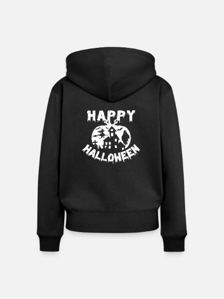 Happy Halloween - Frauen Premium Bio Zip Hoodie - Schwarz