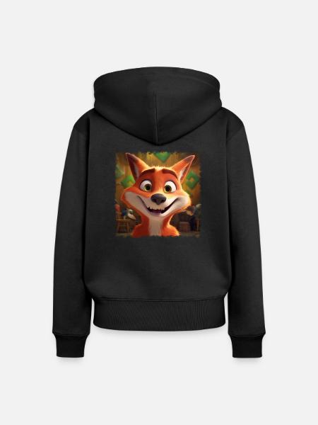 niedlicher Fuchs - Frauen Premium Bio Zip Hoodie - Schwarz
