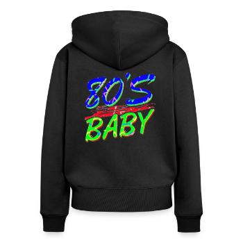 80s retro vintage funny 70s nostalgia music love - Women's Premium Organic Zip Hoodie - black - Back - Julia (174cm)