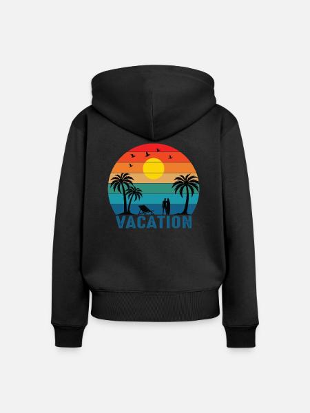 Vacation Time - Frauen Premium Bio Zip Hoodie - Schwarz