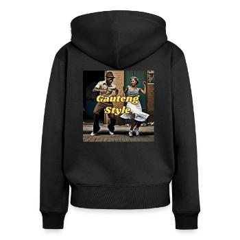 Gauteng Style - Sweat à capuche zippé Premium bio Femme - noir - Dos - Julia (174cm)