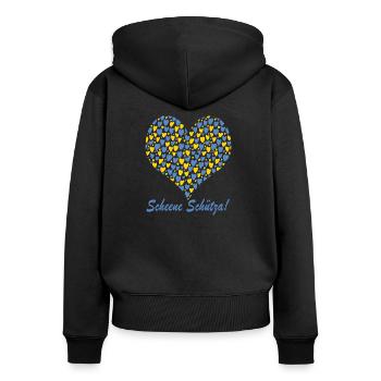 Von Herzen scheene Schütza! - Frauen Premium Bio Zip Hoodie - Schwarz - Hinten - Julia (174cm)