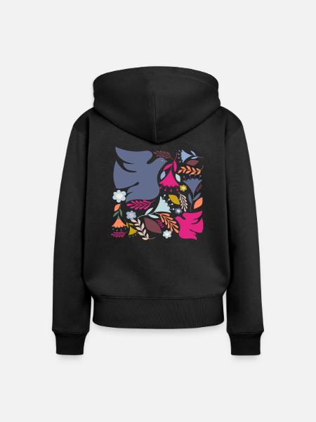 Wildblumen-Geschenkidee - Frauen Premium Bio Zip Hoodie - Schwarz