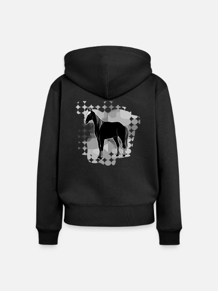 Pferd - Frauen Premium Bio Zip Hoodie - Schwarz
