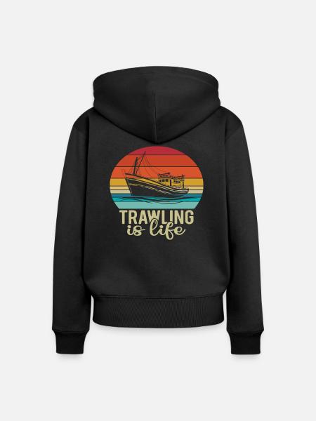 Trawling is Life - Frauen Premium Bio Zip Hoodie - Schwarz
