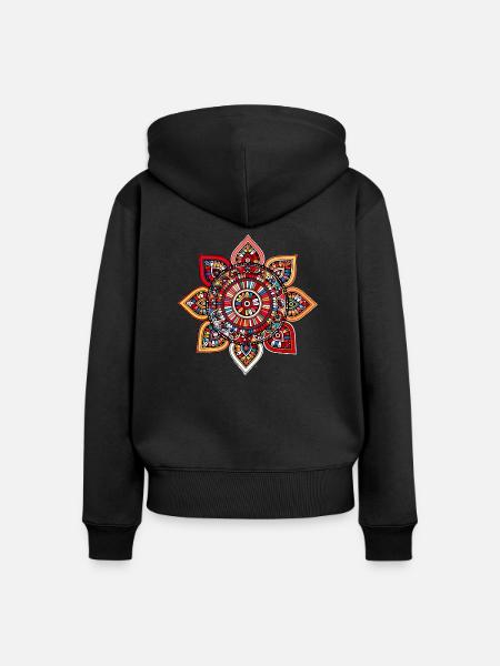 Mandala - Frauen Premium Bio Zip Hoodie - Schwarz