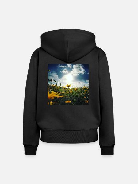 Blumenwiese - Frauen Premium Bio Zip Hoodie - Schwarz