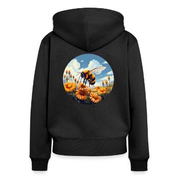 Bumblebee Blooms - Women's Premium Organic Zip Hoodie - black - Back - Julia (174cm)