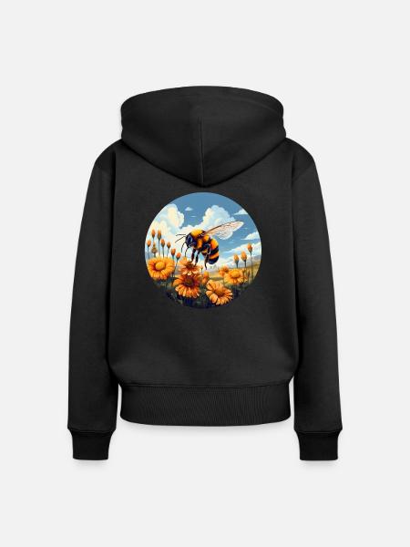 Hummelblüten - Frauen Premium Bio Zip Hoodie - Schwarz