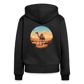 Dromedary Desert - Women's Premium Organic Zip Hoodie - black - Back - Julia (174cm)