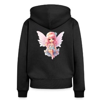 Fairy Girl Märchen süße Fee Engel Mädchen Kinder - Frauen Premium Bio Zip Hoodie - Schwarz - Hinten - Julia (174cm)
