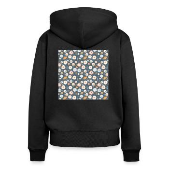 Fleurs sans couture Motif Floral Happy Blossom Art - Sweat à capuche zippé Premium bio Femme - noir - Dos - Julia (174cm)