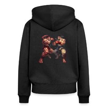 Conceptions dynamiques de style Streetfighter pour le combat - Sweat à capuche zippé Premium bio Femme - noir - Dos - Julia (174cm)
