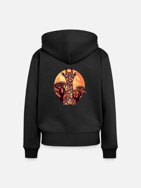Aki, die Giraffe - Frauen Premium Bio Zip Hoodie - Schwarz
