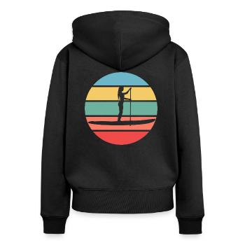 Retro SUP Standup Paddle Board Cadeau d’été - Sweat à capuche zippé Premium bio Femme - noir - Dos - Julia (174cm)