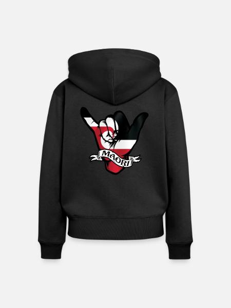 Maori Shaka - Frauen Premium Bio Zip Hoodie - Schwarz