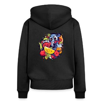 Ouisti dans les fruits - Sweat à capuche zippé Premium bio Femme - noir - Dos - Julia (174cm)