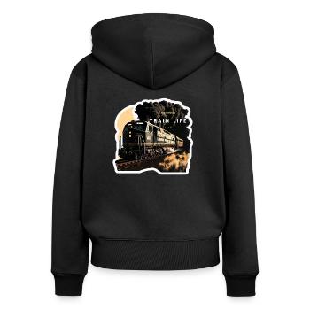 Train Life : Passionné de trains - Sweat à capuche zippé Premium bio Femme - noir - Dos - Julia (174cm)