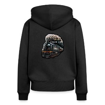 Train Life : Le train de l'aventure - Sweat à capuche zippé Premium bio Femme - noir - Dos - Julia (174cm)