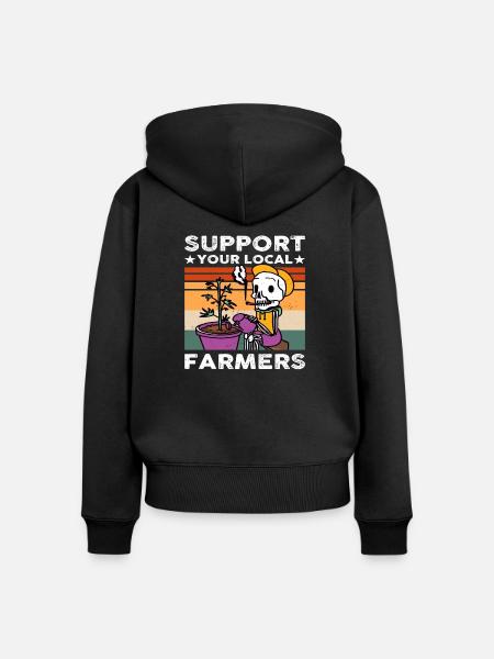 Support your local Farmer - Frauen Premium Bio Zip Hoodie - Schwarz