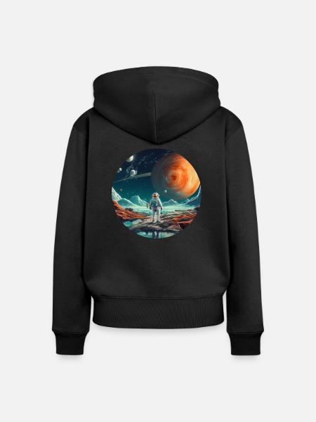Spaceman um All, Astronauten Geschenk - Frauen Premium Bio Zip Hoodie - Schwarz