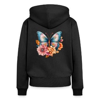 beautiful, imaginatively drawn butterfly - Women's Premium Organic Zip Hoodie - black - Back - Julia (174cm)