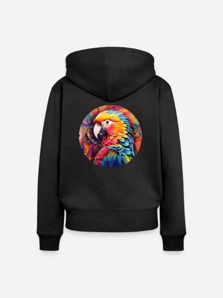 Regenbogen-Papagei - Frauen Premium Bio Zip Hoodie - Schwarz