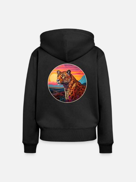 Leopard - Frauen Premium Bio Zip Hoodie - Schwarz