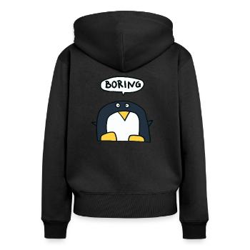 Gelangweilter Pinguin sagt Boring - Frauen Premium Bio Zip Hoodie - Schwarz - Hinten - Julia (174cm)