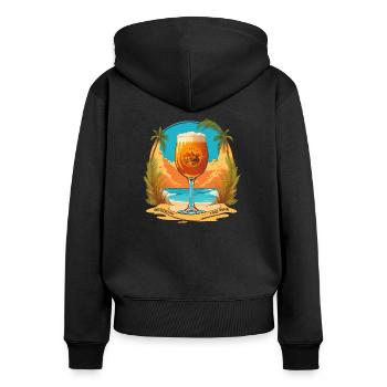 Bière sur la plage - Sweat à capuche zippé Premium bio Femme - noir - Dos - Julia (174cm)