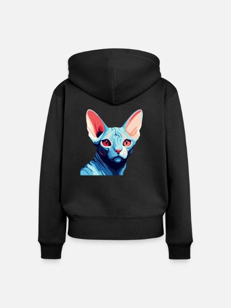 Blaue Katze - Frauen Premium Bio Zip Hoodie - Schwarz