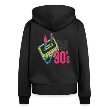90er Jahre Niedlich 80er Jahre Retro Vintage Lustig Cool Nostalgie - Frauen Premium Bio Zip Hoodie - Schwarz - Hinten - Julia (174cm)