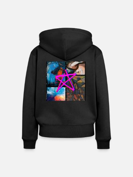 ABSTRACT - Frauen Premium Bio Zip Hoodie - Schwarz