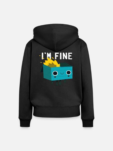 I´m Fine - Frauen Premium Bio Zip Hoodie - Schwarz