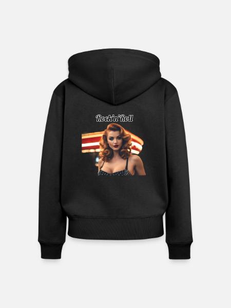 Pinup - Frauen Premium Bio Zip Hoodie - Schwarz