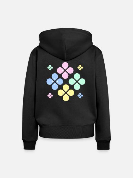 Pastellfarbene Blume - Frauen Premium Bio Zip Hoodie - Schwarz
