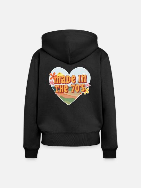 Made in the 70s - Frauen Premium Bio Zip Hoodie - Schwarz