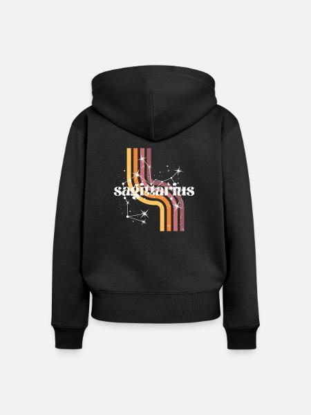Schütze-Retro-Horoskop - Frauen Premium Bio Zip Hoodie - Schwarz